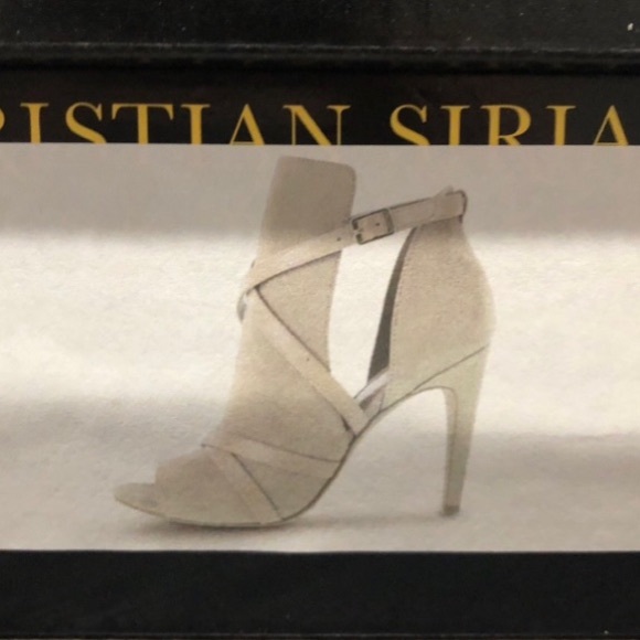 Pre Loved 4.25” Stiletto Peep Toe Booties w Side Cut-Outs by Christian Siriano - Picture 1 of 7